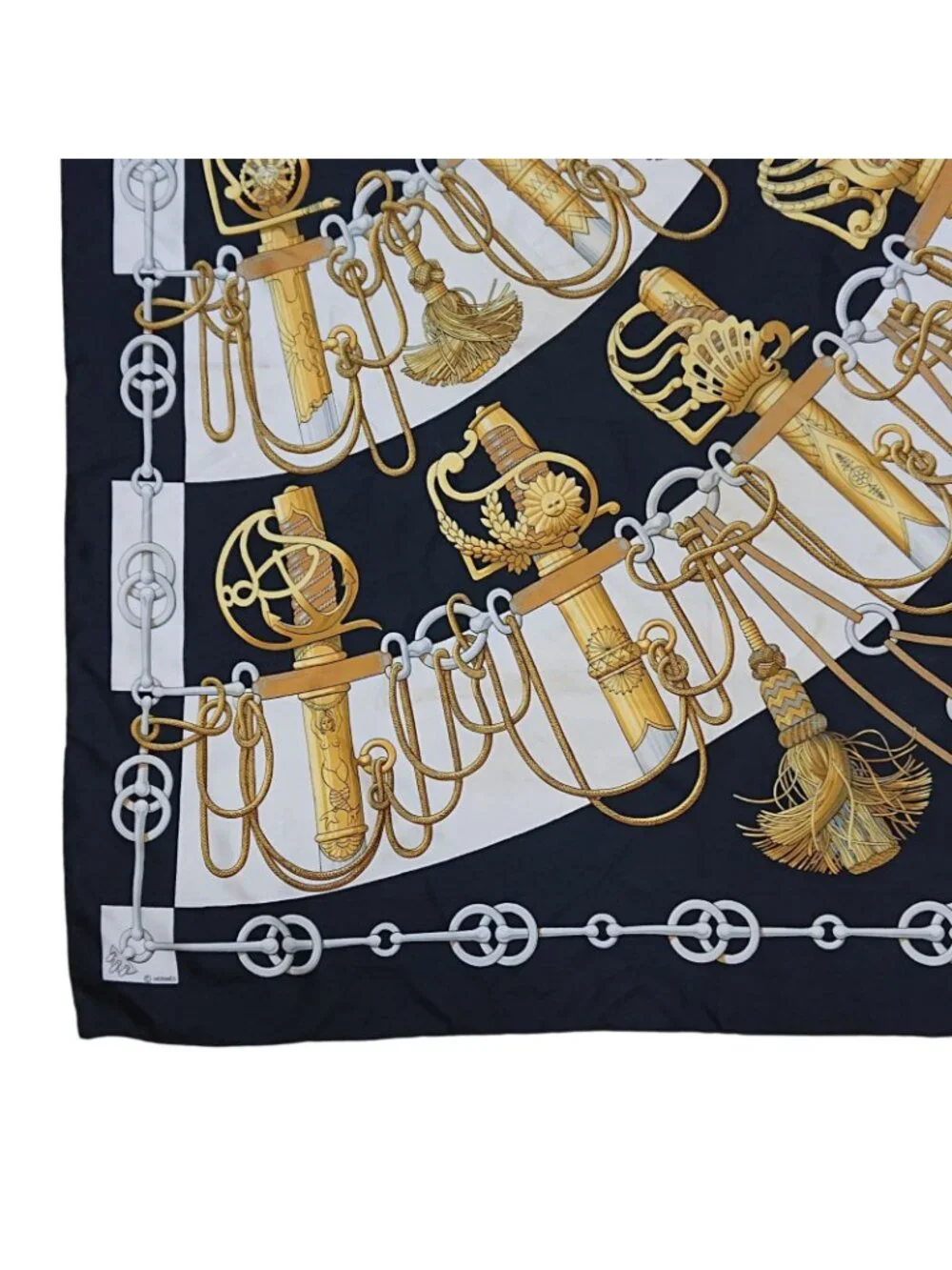 Hermes Carre 90 Cliquetis Silk Scarf Black